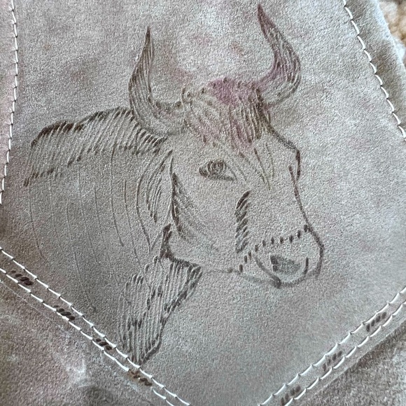 Valenci Vintage Tooled Leather Wool Lined Mexican Western Cattle Vest Size 38 - Picture 2 of 9